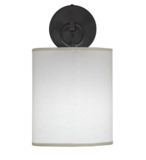 Meyda Lighting Cilindro 8" Oil Rubbed Bronze Campbell Wall Sconce With White Eggshell Textrene Shade