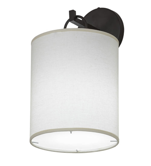 Meyda Lighting Cilindro 8" Oil Rubbed Bronze Campbell Wall Sconce With White Eggshell Textrene Shade