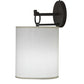 Meyda Lighting Cilindro 8" Oil Rubbed Bronze Campbell Wall Sconce With White Eggshell Textrene Shade