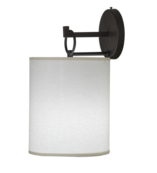Meyda Lighting Cilindro 8" Oil Rubbed Bronze Campbell Wall Sconce With White Eggshell Textrene Shade