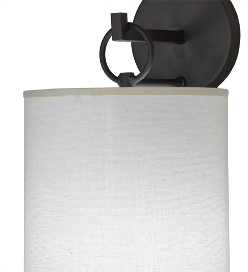 Meyda Lighting Cilindro 8" Oil Rubbed Bronze Campbell Wall Sconce With White Eggshell Textrene Shade