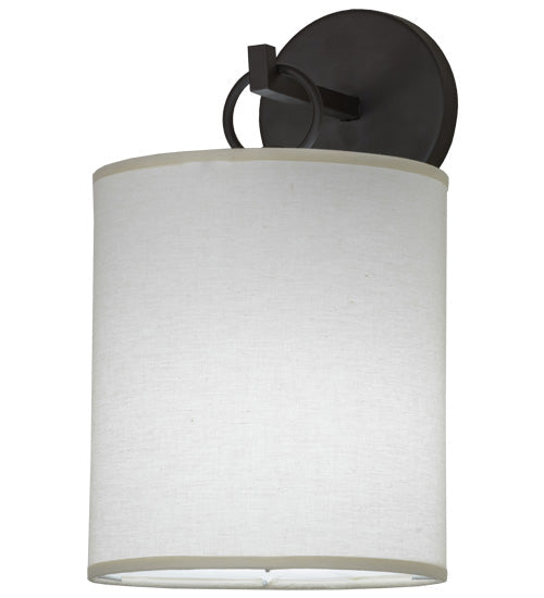 Meyda Lighting Cilindro 8" Oil Rubbed Bronze Campbell Wall Sconce With White Eggshell Textrene Shade