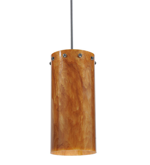 Meyda Lighting Cilindro 8" Timeless Bronze Pendant Light With Amber Swirl Siena Idalight Shade