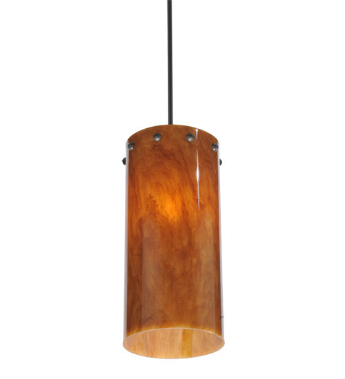 Meyda Lighting Cilindro 8" Timeless Bronze Pendant Light With Amber Swirl Siena Idalight Shade