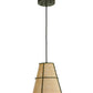 Meyda Lighting Cilindro 8" Weathered Brass Palomino Mini Pendant Light With Beige Handpainted Parchment Shade