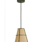 Meyda Lighting Cilindro 8" Weathered Brass Palomino Mini Pendant Light With Beige Parchment Shade