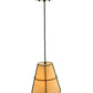 Meyda Lighting Cilindro 8" Weathered Brass Palomino Mini Pendant Light With Beige Parchment Shade