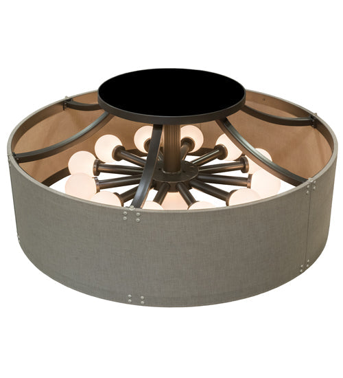 Meyda Lighting Cilindro 84" 13-Light Nortec Bronze San Luis Pendant Light With Sunbrella Dune Textrene Shade
