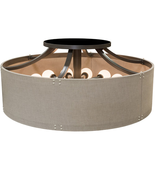 Meyda Lighting Cilindro 84" 13-Light Nortec Bronze San Luis Pendant Light With Sunbrella Dune Textrene Shade