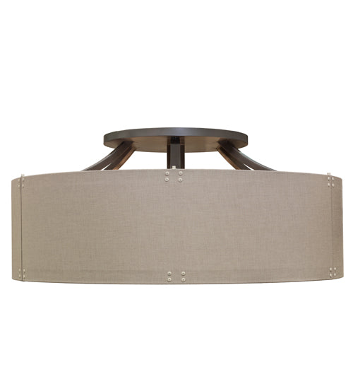 Meyda Lighting Cilindro 84" 13-Light Nortec Bronze San Luis Pendant Light With Sunbrella Dune Textrene Shade