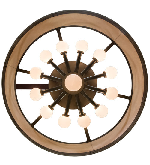 Meyda Lighting Cilindro 84" 13-Light Nortec Bronze San Luis Pendant Light With Sunbrella Dune Textrene Shade