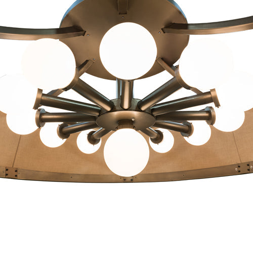 Meyda Lighting Cilindro 84" 13-Light Nortec Bronze San Luis Pendant Light With Sunbrella Dune Textrene Shade