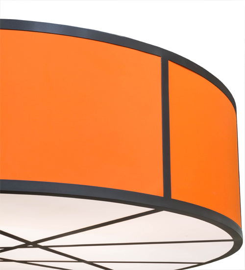 Meyda Lighting Cilindro 84" 8-Light Timeless Bronze Cross Hatch Pendant Light With Orange Textrene Shade