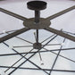 Meyda Lighting Cilindro 84" 8-Light Timeless Bronze Cross Hatch Pendant Light With Orange Textrene Shade