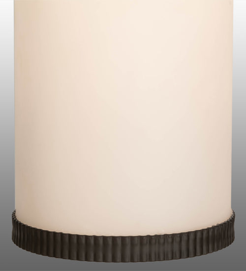 Meyda Lighting Cilindro 8"W x 40"H Oil Rubbed Bronze Corrugated Pendant Light With White Opal Shade Glass