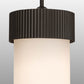 Meyda Lighting Cilindro 8"W x 40"H Oil Rubbed Bronze Corrugated Pendant Light With White Opal Shade Glass