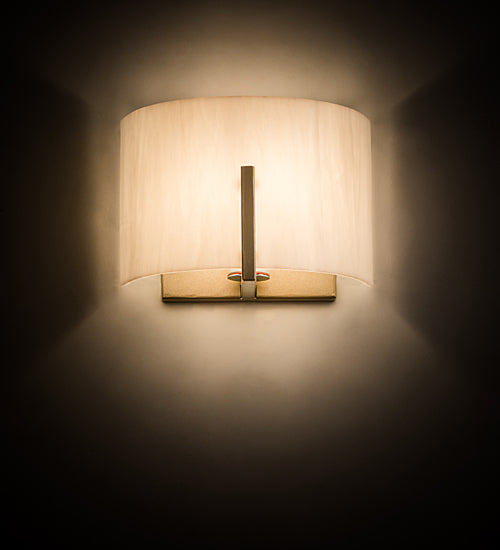 Meyda Lighting Cilindro 9" Champagne Metallic Burbank Wall Sconce With White Art Shade Glass