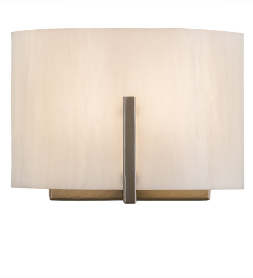 Meyda Lighting Cilindro 9" Champagne Metallic Burbank Wall Sconce With White Art Shade Glass