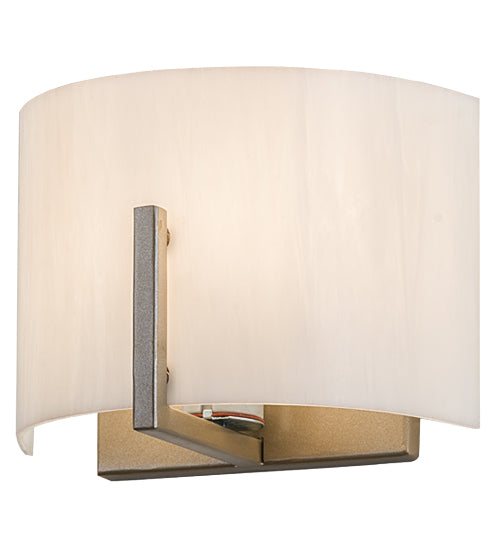 Meyda Lighting Cilindro 9" Champagne Metallic Burbank Wall Sconce With White Art Shade Glass