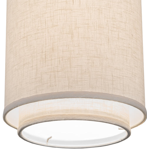 Meyda Lighting Cilindro 9" Nickel Pendant Light With Off White Textrene Shade