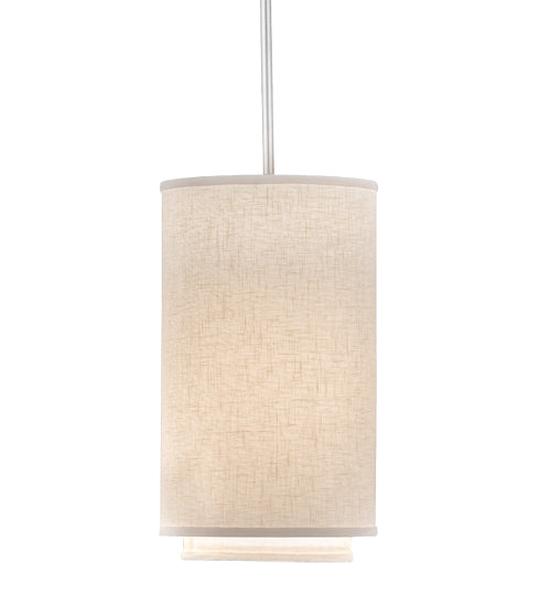 Meyda Lighting Cilindro 9" Nickel Pendant Light With Off White Textrene Shade