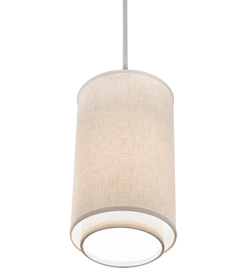 Meyda Lighting Cilindro 9" Nickel Pendant Light With Off White Textrene Shade