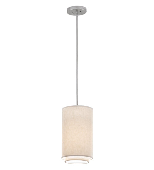 Meyda Lighting Cilindro 9" Nickel Pendant Light With Off White Textrene Shade