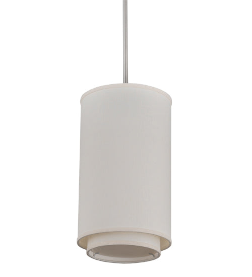 Meyda Lighting Cilindro 9" Nickel Pendant Light With Off White Textrene Shade