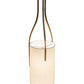 Meyda Lighting Cilindro 9"W x 49"H Vintage Brass Triad Pendant Light With Beige Eggshell Textrene Shade