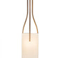 Meyda Lighting Cilindro 9"W x 49"H Vintage Brass Triad Pendant Light With Beige Eggshell Textrene Shade