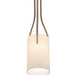Meyda Lighting Cilindro 9"W x 49"H Vintage Brass Triad Pendant Light With Beige Eggshell Textrene Shade