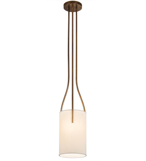 Meyda Lighting Cilindro 9"W x 60"H Vintage Brass Triad Pendant Light With Beige Shade
