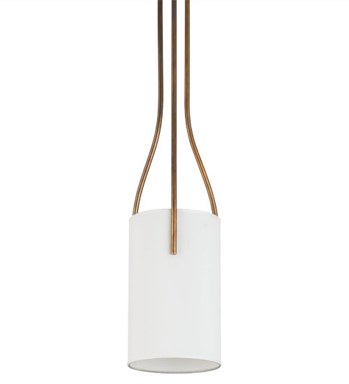 Meyda Lighting Cilindro 9"W x 60"H Vintage Brass Triad Pendant Light With Beige Shade