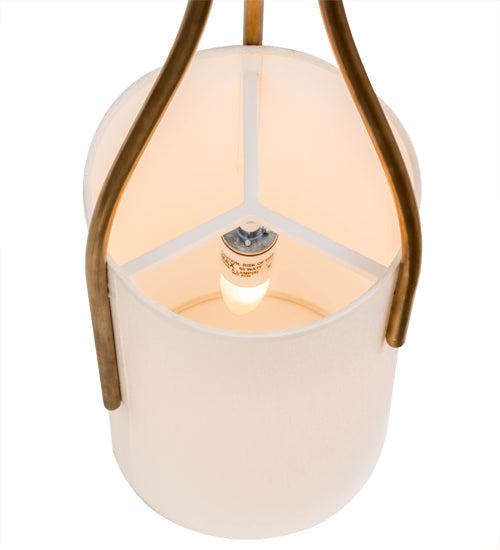 Meyda Lighting Cilindro 9"W x 60"H Vintage Brass Triad Pendant Light With Beige Shade