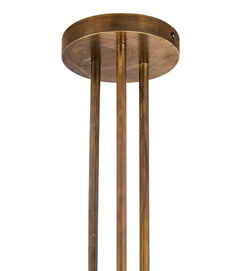 Meyda Lighting Cilindro 9"W x 70"H Vintage Brass Triad Pendant Light With Beige Shade
