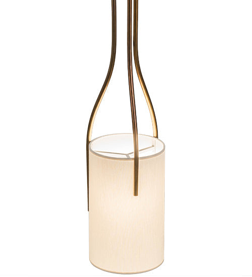 Meyda Lighting Cilindro 9"W x 70"H Vintage Brass Triad Pendant Light With Beige Shade