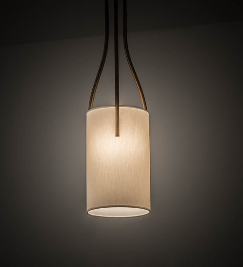 Meyda Lighting Cilindro 9"W x 81"H Vintage Brass Triad Pendant Light With Beige Shade