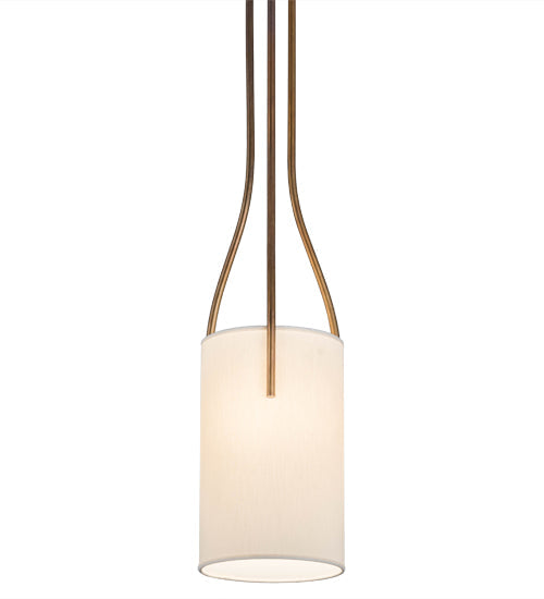 Meyda Lighting Cilindro 9"W x 81"H Vintage Brass Triad Pendant Light With Beige Shade