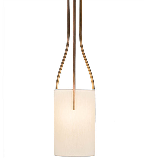 Meyda Lighting Cilindro 9"W x 91"H Vintage Brass Triad Pendant Light With Beige Eggshell Textrene Shade