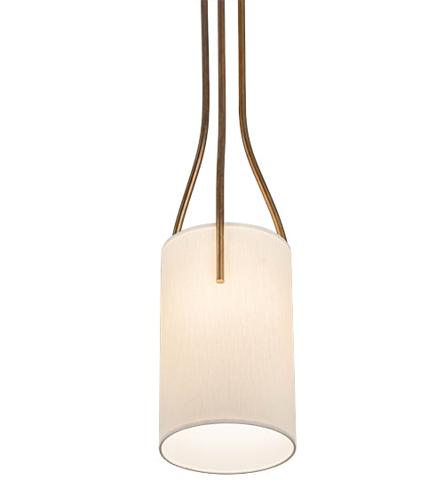 Meyda Lighting Cilindro 9"W x 91"H Vintage Brass Triad Pendant Light With Beige Eggshell Textrene Shade