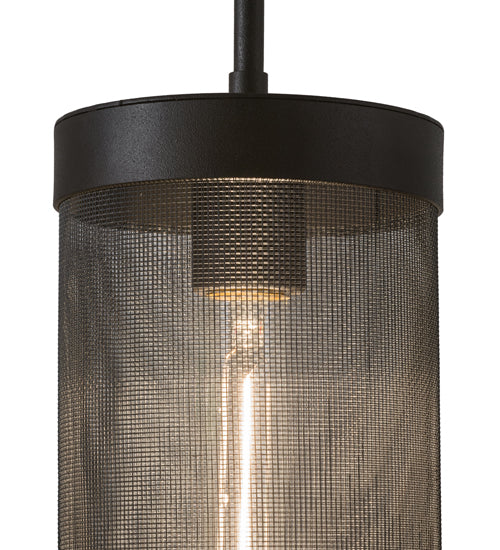 Meyda Lighting Cilindro Cage 5" 9-Light Old Wrought Iron & Charcoal Gray Mini Pendant Light