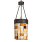 Meyda Lighting Cilindro Calico 16" Oil Rubbed Bronze Pendant Light With Multi-Colored Earth Tones Shade
