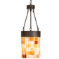 Meyda Lighting Cilindro Calico 16" Oil Rubbed Bronze Pendant Light With Multi-Colored Earth Tones Shade