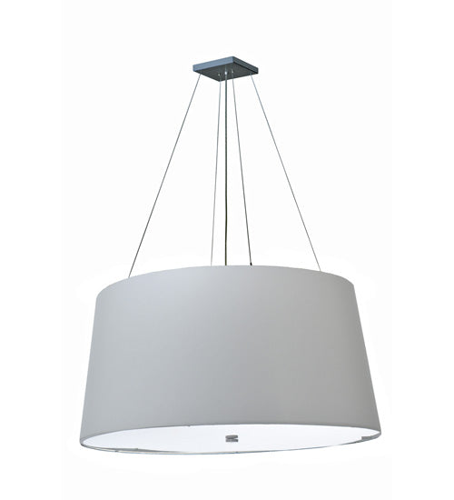 Meyda Lighting Cilindro Hill 48" 6-Light Sparkel Silver Tapered Pendant Light With White Hardback Fabric Shade