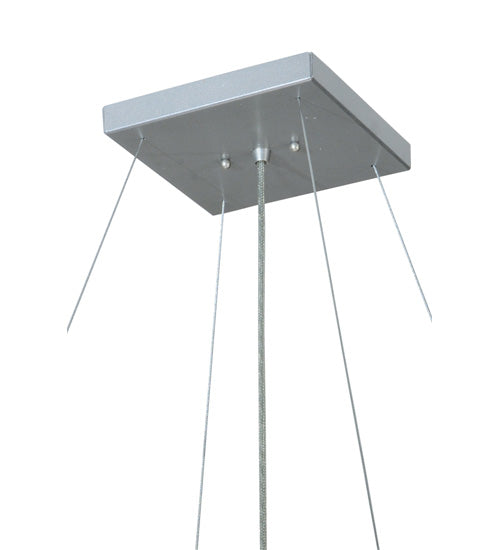 Meyda Lighting Cilindro Hill 48" 6-Light Sparkel Silver Tapered Pendant Light With White Hardback Fabric Shade