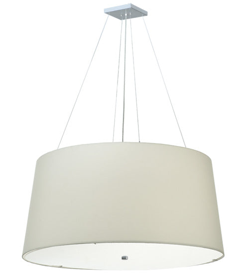 Meyda Lighting Cilindro Hill 48" 6-Light Sparkel Silver Tapered Pendant Light With White Hardback Fabric Shade