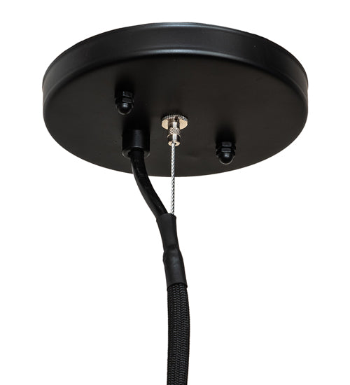Meyda Lighting Cilindro Jared 33" 4-Light Textured Black & Solar Black Pendant Light With Black & White Shade