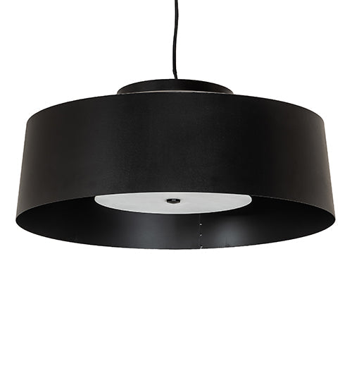 Meyda Lighting Cilindro Jared 33" 4-Light Textured Black & Solar Black Pendant Light With Black & White Shade