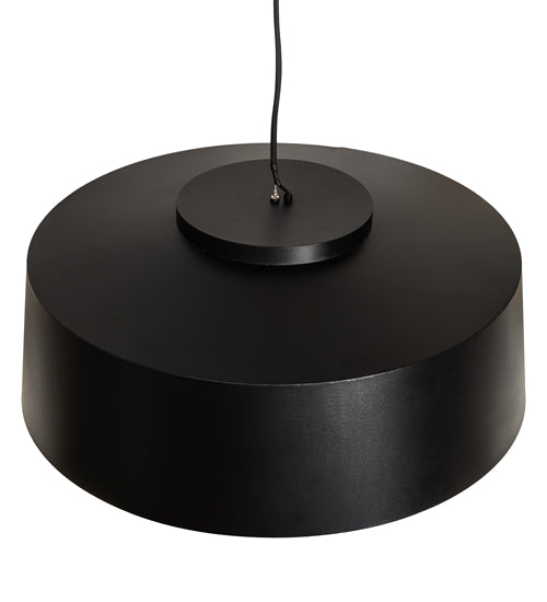 Meyda Lighting Cilindro Jared 33" 4-Light Textured Black & Solar Black Pendant Light With Black & White Shade