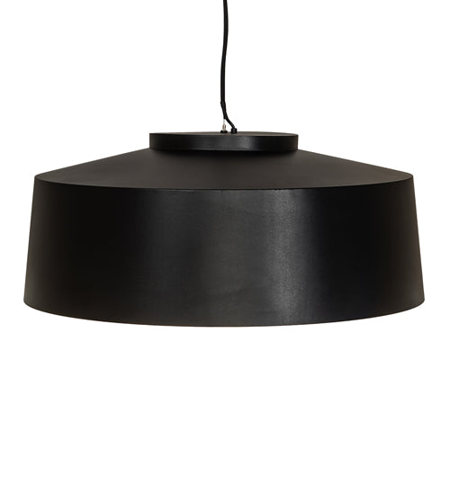 Meyda Lighting Cilindro Jared 33" 4-Light Textured Black & Solar Black Pendant Light With Black & White Shade